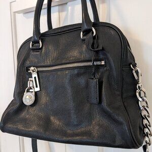 Michael Kors Black Leather Crossbody Satchel Handbag